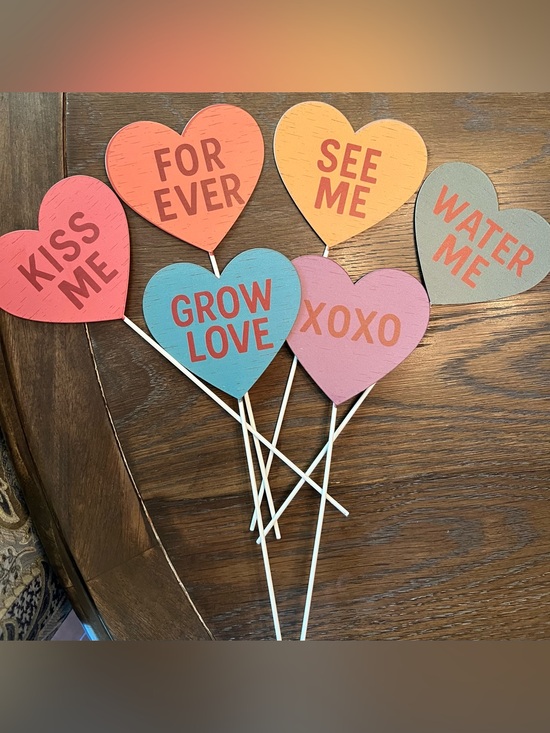 Unbranded Other - Multicolored Heart Picks Accent - FOR EVER Table/Garden Pick sets of 6